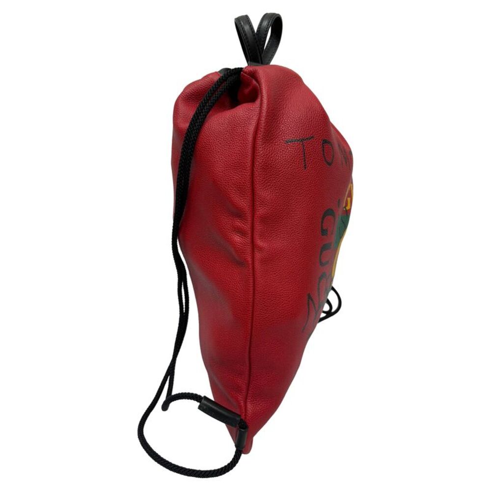 Gucci Web Logo Printed Drawstring Backpack In Red… - image 8